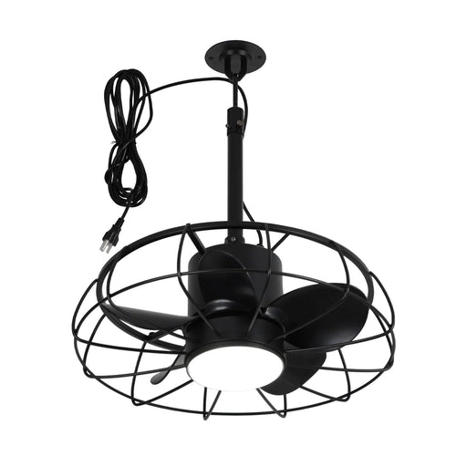 20 Inch Vistula Outdoor DC Motor Black Industrial Hanging Buckle Downrod Ceiling Fan with Light - Sweatfully