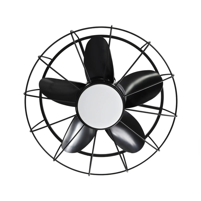 20 Inch Vistula Outdoor DC Motor Black Industrial Hanging Buckle Downrod Ceiling Fan with Light - Sweatfully