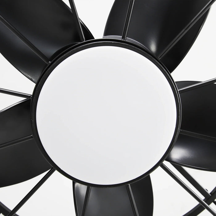 20 Inch Vistula Outdoor DC Motor Black Industrial Hanging Buckle Downrod Ceiling Fan with Light - Sweatfully