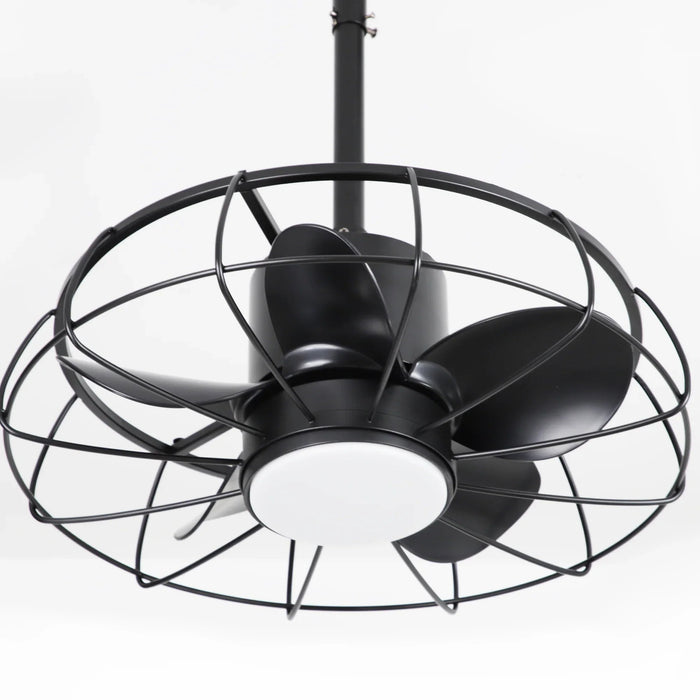 20 Inch Vistula Outdoor DC Motor Black Industrial Hanging Buckle Downrod Ceiling Fan with Light - Sweatfully