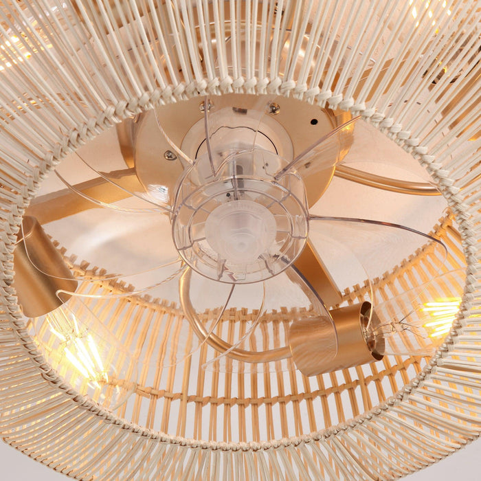 20 Inch Flora DC Motor Farmhouse Flush Mount Ceiling Fan with Light - Sweatfully