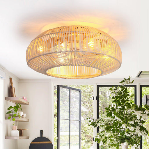20 Inch Flora DC Motor Farmhouse Flush Mount Ceiling Fan with Light - Sweatfully