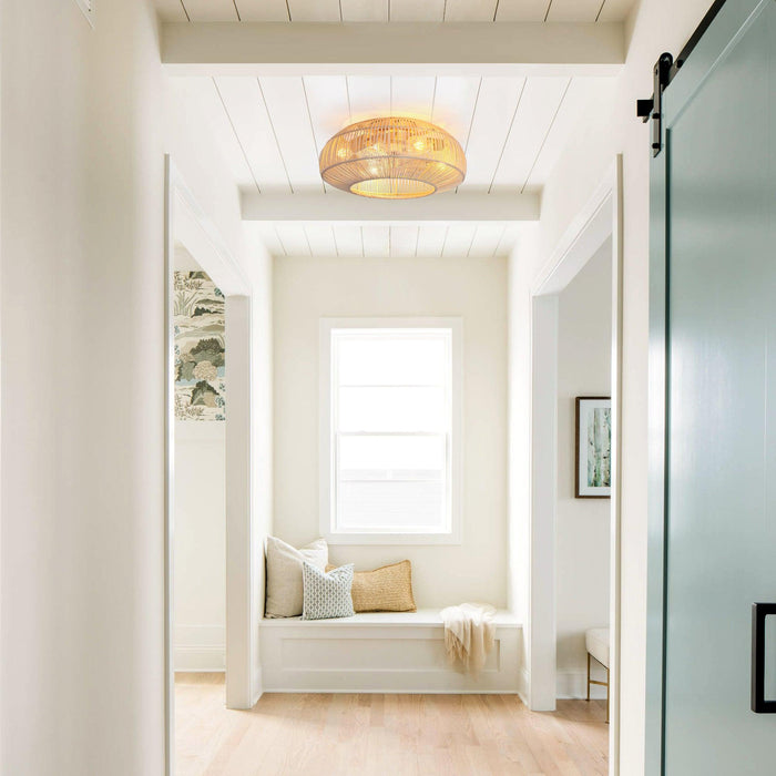 20 Inch Flora DC Motor Farmhouse Flush Mount Ceiling Fan with Light - Sweatfully