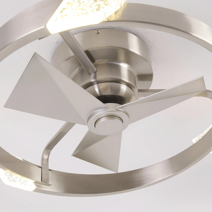20 Inch Hazel Satin Nickel Flush Mount LED Ceiling Fan with Remote Control - Sweatfully