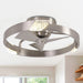 20 Inch Hazel Satin Nickel Flush Mount LED Ceiling Fan with Remote Control - Sweatfully