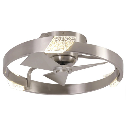 20 Inch Hazel Satin Nickel Flush Mount LED Ceiling Fan with Remote Control - Sweatfully