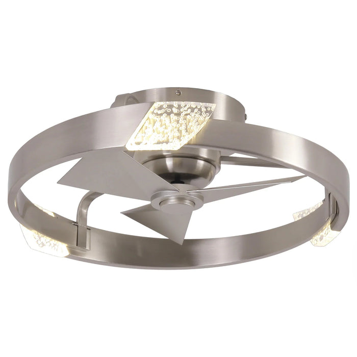 20 Inch Hazel Satin Nickel Flush Mount LED Ceiling Fan with Remote Control - Sweatfully