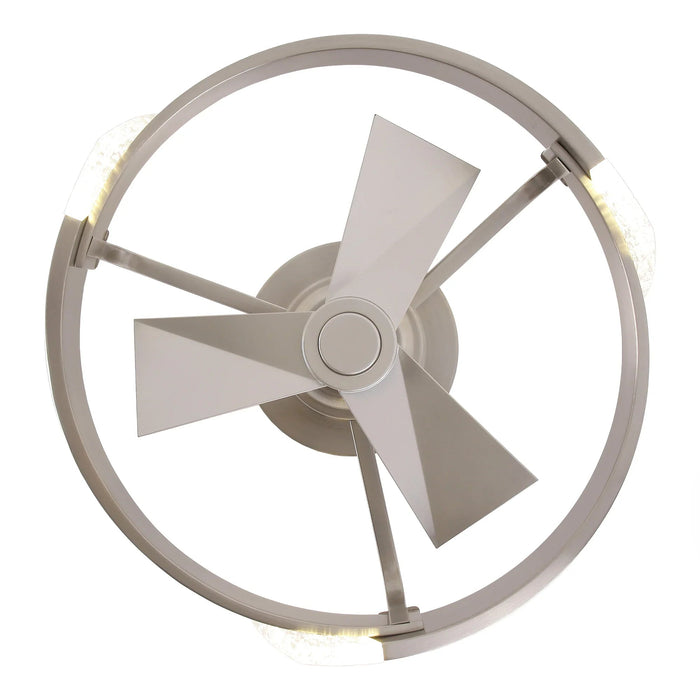 20 Inch Hazel Satin Nickel Flush Mount LED Ceiling Fan with Remote Control - Sweatfully