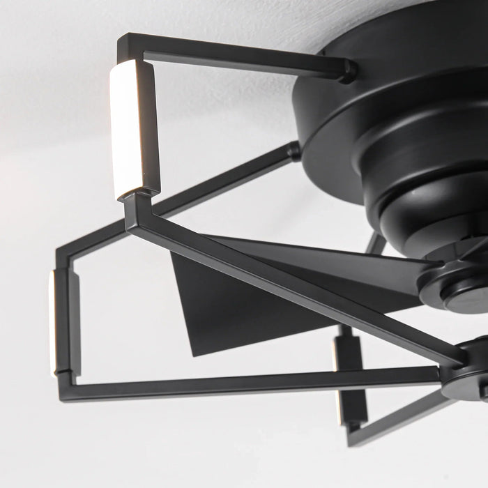 21 Inch Wade Black Industrial Flush Mount LED Ceiling Fan - Sweatfully