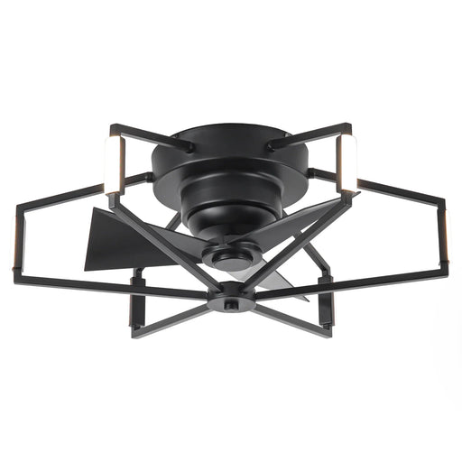 21 Inch Wade Black Industrial Flush Mount LED Ceiling Fan - Sweatfully