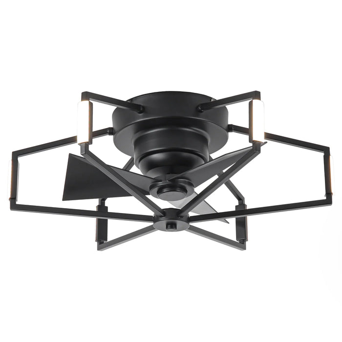 21 Inch Wade Black Industrial Flush Mount LED Ceiling Fan - Sweatfully