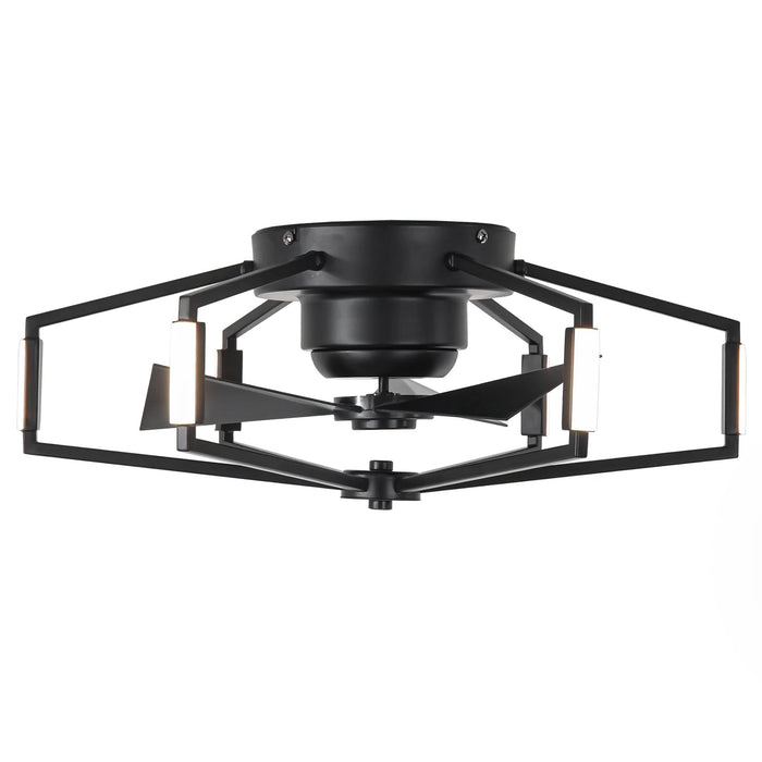 21 Inch Wade Black Industrial Flush Mount LED Ceiling Fan - Sweatfully