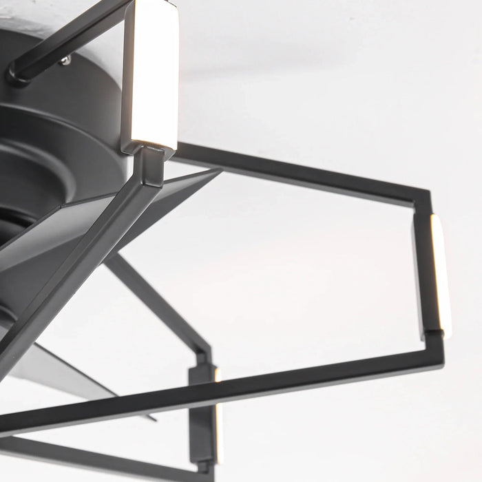 21 Inch Wade Black Industrial Flush Mount LED Ceiling Fan - Sweatfully