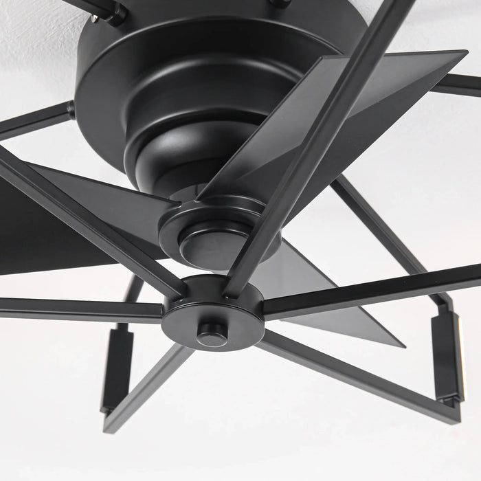 21 Inch Wade Black Industrial Flush Mount LED Ceiling Fan - Sweatfully