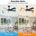 48" DC Motor 5 Blades Modern Downrod Mount Ceiling Fan - Sweatfully