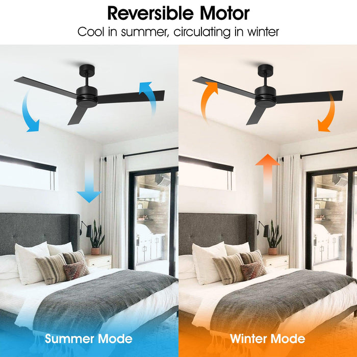 52" DC Motor 3 Blades Modern Downrod Mount Ceiling Fan - Sweatfully