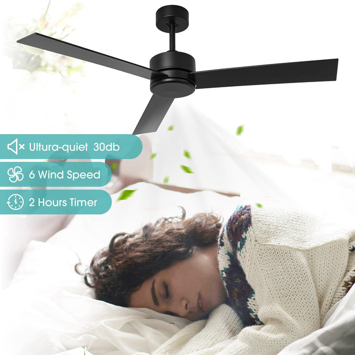 52" DC Motor 3 Blades Modern Downrod Mount Ceiling Fan - Sweatfully