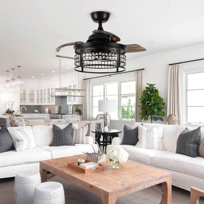 36" 3 Blades Modern Ceiling Fan with Lighting and Remote Control - Sweatfully