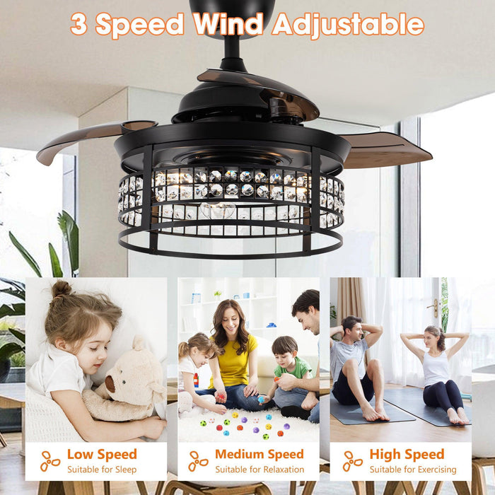 36" 3 Blades Modern Ceiling Fan with Lighting and Remote Control - Sweatfully