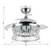 36" Prayag Modern Downrod Mount Crystal Ceiling Fan with Lighting and Remote Control - Sweatfully