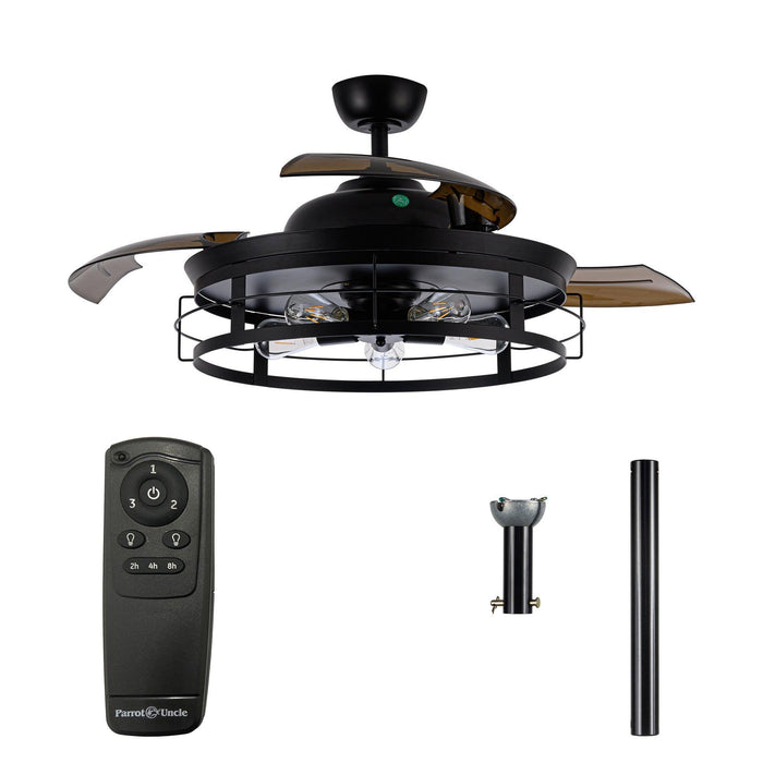 52" Jamshedpur Industrial Downrod Mount Ceiling Fan with Lighting and Remote Control - Sweatfully