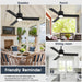 42 Inch Rhine Indoor/Wet Outdoor IP65 Black Anywhere Waterproof Ceiling Fan with LED Light and Convenient Hanging Hook - Sweatfully