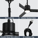 42 Inch Rhine Indoor/Wet Outdoor IP65 Black Anywhere Waterproof Ceiling Fan with LED Light and Convenient Hanging Hook - Sweatfully
