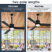 42 Inch Rhine Indoor/Wet Outdoor IP65 Black Anywhere Waterproof Ceiling Fan with LED Light and Convenient Hanging Hook - Sweatfully