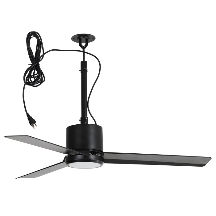 42 Inch Rhine Indoor/Wet Outdoor IP65 Black Anywhere Waterproof Ceiling Fan with LED Light and Convenient Hanging Hook - Sweatfully