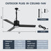 42 Inch Rhine Indoor/Wet Outdoor IP65 Black Anywhere Waterproof Ceiling Fan with LED Light and Convenient Hanging Hook - Sweatfully