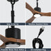 42 Inch Patio Guard IP65 Outdoor DC Motor Black Modern Hanging Buckle Downrod Ceiling Fan with Light - Sweatfully