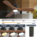 42 Inch Patio Guard IP65 Outdoor DC Motor Black Modern Hanging Buckle Downrod Ceiling Fan with Light - Sweatfully