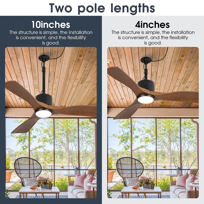 42 Inch Patio Guard IP65 Outdoor DC Motor Black Modern Hanging Buckle Downrod Ceiling Fan with Light - Sweatfully