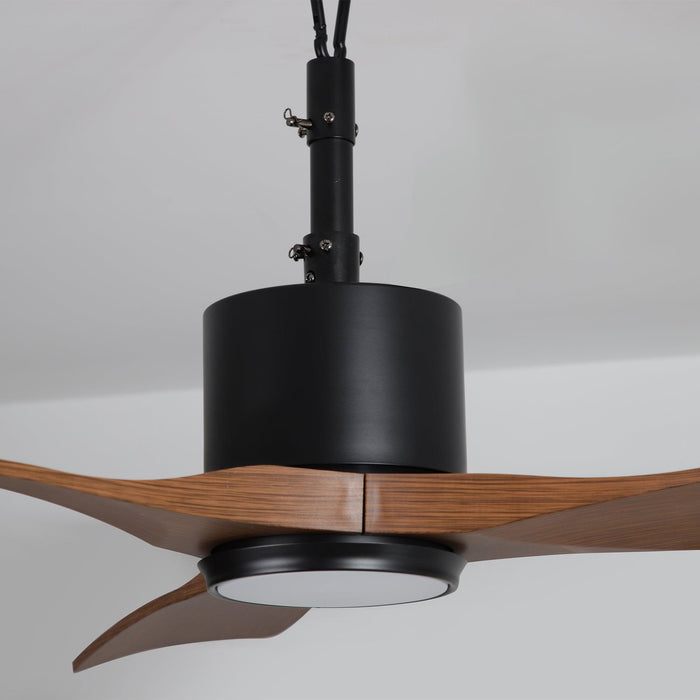 42 Inch Patio Guard IP65 Outdoor DC Motor Black Modern Hanging Buckle Downrod Ceiling Fan with Light - Sweatfully