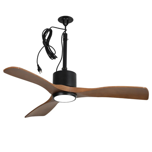 42 Inch Patio Guard IP65 Outdoor DC Motor Black Modern Hanging Buckle Downrod Ceiling Fan with Light - Sweatfully