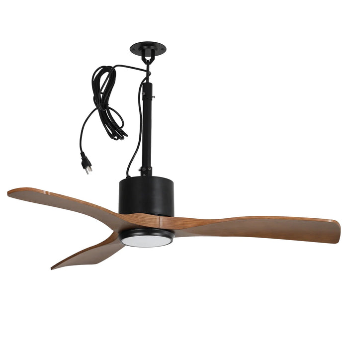 42 Inch Patio Guard IP65 Outdoor DC Motor Black Modern Hanging Buckle Downrod Ceiling Fan with Light - Sweatfully