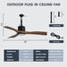 42 Inch Patio Guard IP65 Outdoor DC Motor Black Modern Hanging Buckle Downrod Ceiling Fan with Light - Sweatfully