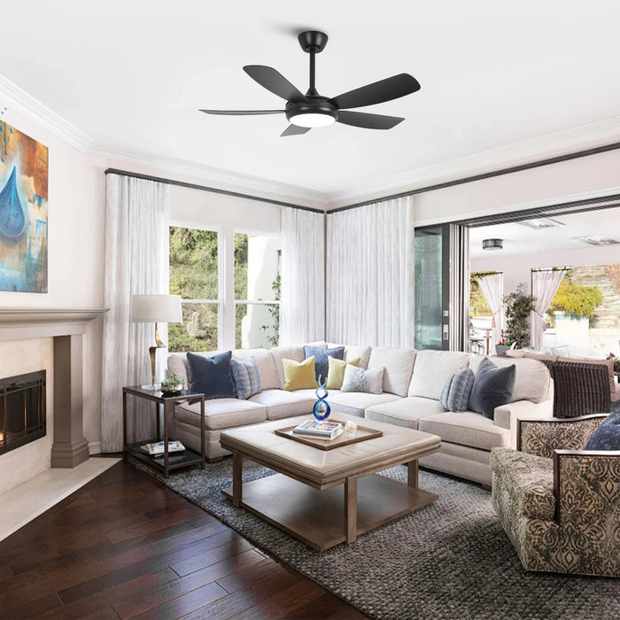 42 Inch Gladys Modern Black LED Ceiling Fan with Remote Control - Sweatfully