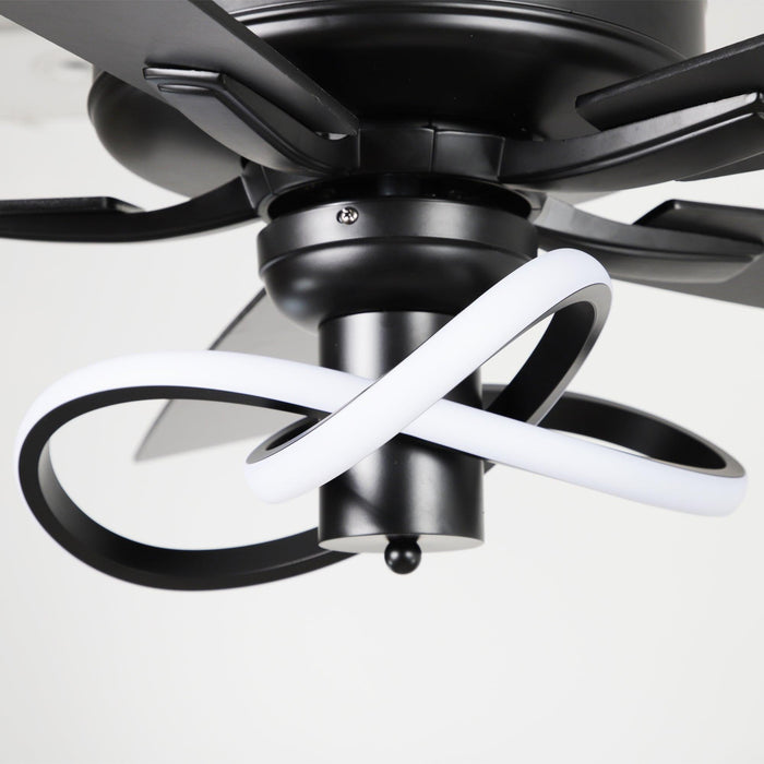 52 Inch Oregon DC Motor Modern Downrod Ceiling Fan with LED Light - Sweatfully