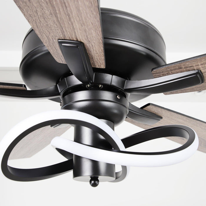 52 Inch Oregon DC Motor Modern Downrod Ceiling Fan with LED Light - Sweatfully