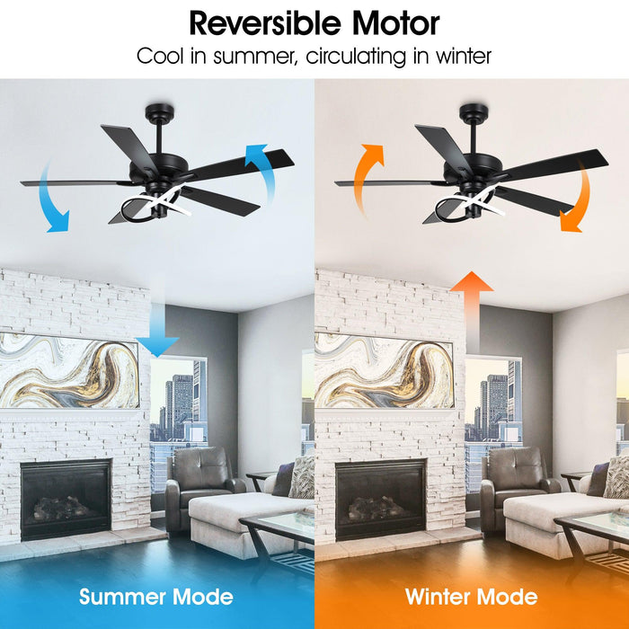 52 Inch Oregon DC Motor Modern Downrod Ceiling Fan with LED Light - Sweatfully