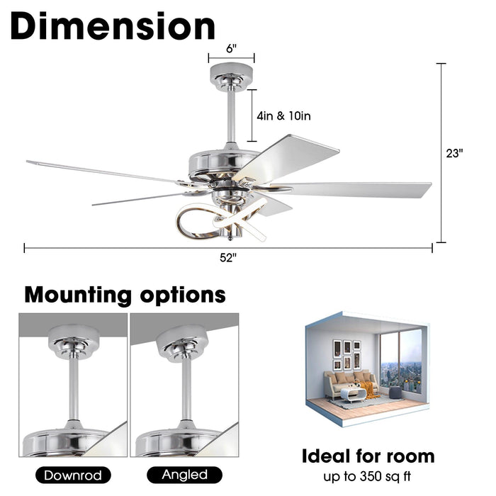 52 Inch Oregon DC Motor Modern Downrod Ceiling Fan with LED Light - Sweatfully