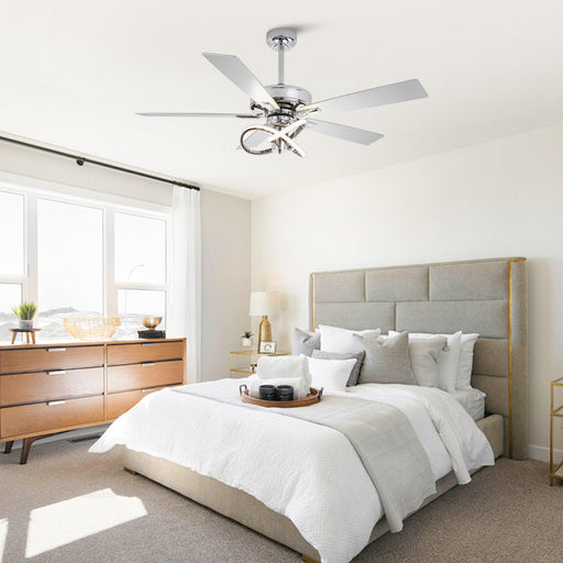 52 Inch Oregon DC Motor Modern Downrod Ceiling Fan with LED Light - Sweatfully