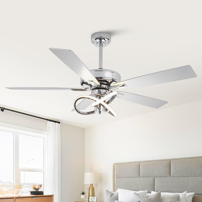 52 Inch Oregon DC Motor Modern Downrod Ceiling Fan with LED Light - Sweatfully