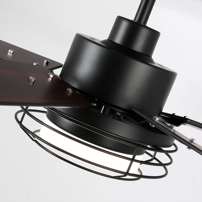 52 Inch Bernice DC Motor Industrial Downrod Ceiling Fan with LED Light and Remote Control - Sweatfully