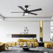52 Inch Bernice DC Motor Industrial Downrod Ceiling Fan with LED Light and Remote Control - Sweatfully