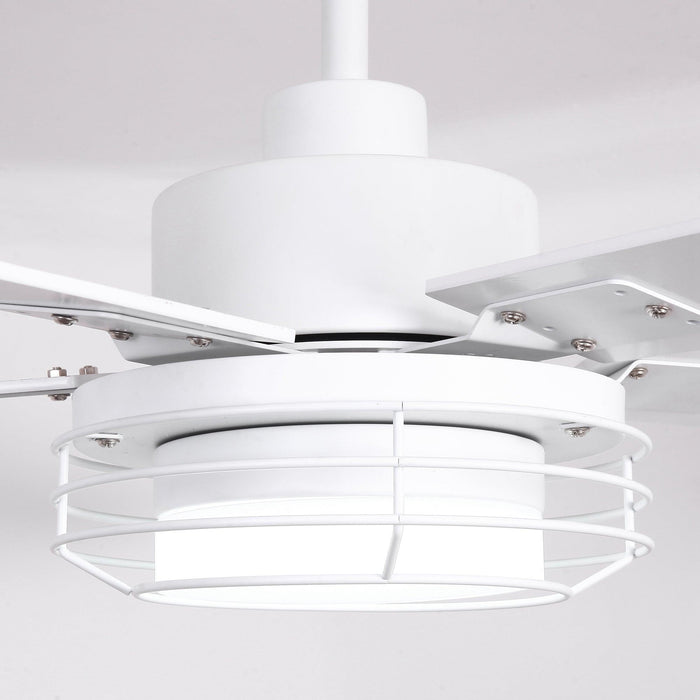 52 Inch Bernice DC Motor Industrial Downrod Ceiling Fan with LED Light and Remote Control - Sweatfully
