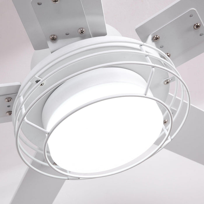 52 Inch Bernice DC Motor Industrial Downrod Ceiling Fan with LED Light and Remote Control - Sweatfully