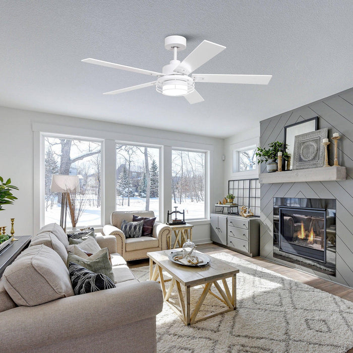 52 Inch Bernice DC Motor Industrial Downrod Ceiling Fan with LED Light and Remote Control - Sweatfully