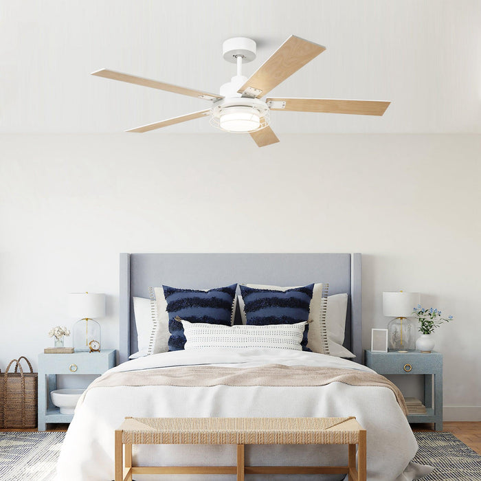52 Inch Bernice DC Motor Industrial Downrod Ceiling Fan with LED Light and Remote Control - Sweatfully